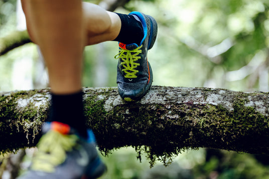 trail running in true motion running shoes