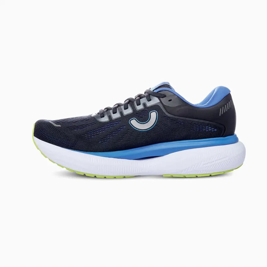 true motion aion 3 running shoe Black | Princess Blue | Acid Lime inside side